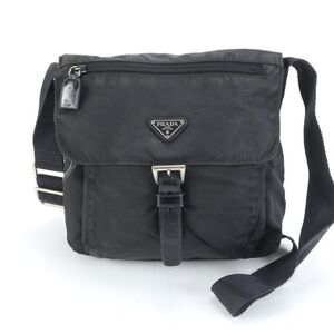 Prada Tessuto Nylon Triangle Logo Leather Shoulder Bag Crossbody Messenger